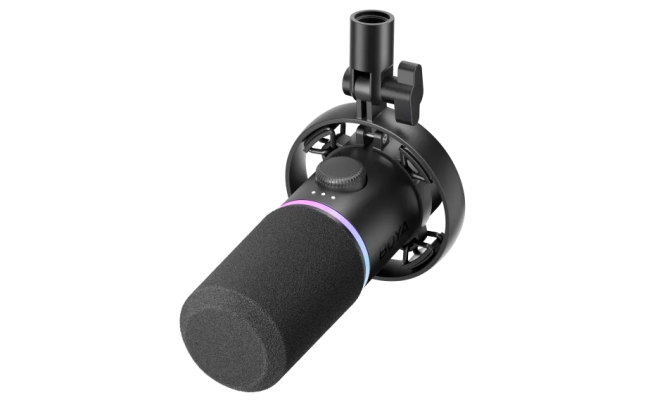 BOYA CastMic S60 USB & XLR RGB Dynamic Microphone, RGB & sound-reactive lighting for an immersive vibe, One-knob control for gain, volume, mix, and noise cancel - Black